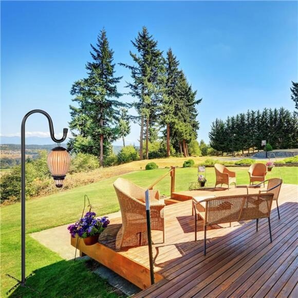 Shepherd Hooks for Outdoor, 1 Pack 62 Inch Bird Feeder Pole with 5 Prongs Base - Picture 4 of 7